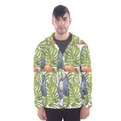 Tropical Print Leaves Birds Toucans Toucan Large Print Hooded Wind Breaker (men) by CraftyLittleNodes