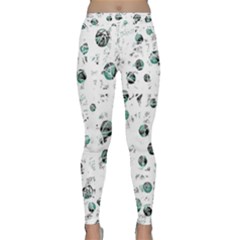 White And Green Soul Yoga Leggings  by Valentinaart