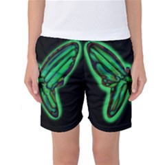 Green Neon Butterfly Women s Basketball Shorts by Valentinaart