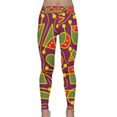Playful Decorative Abstract Art Yoga Leggings  by Valentinaart
