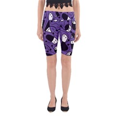 Playful Abstract Art - Purple Yoga Cropped Leggings by Valentinaart