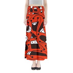 Playful Abstract Art - Red Maxi Skirts