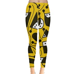 Playful Abstract Art - Yellow Leggings  by Valentinaart