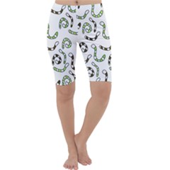 Green Worms Cropped Leggings  by Valentinaart