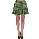 Green Boho Flower Pattern Zz0105  Skater Skirt