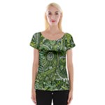 Green Boho Flower Pattern Zz0105  Women s Cap Sleeve Top