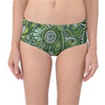 Green Boho Flower Pattern Zz0105  Mid-Waist Bikini Bottoms