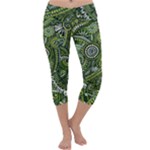 Green Boho Flower Pattern Zz0105  Capri Yoga Leggings