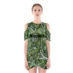 Green Boho Flower Pattern Zz0105  Cutout Shoulder Dress