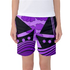 Boat - Purple Women s Basketball Shorts by Valentinaart
