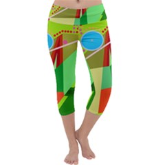 Colorful Abstraction Capri Yoga Leggings by Valentinaart