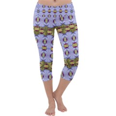 Soul Flower Capri Yoga Leggings by pepitasart