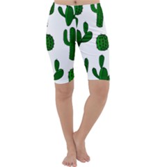 Cactuses Pattern Cropped Leggings  by Valentinaart