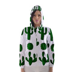 Cactuses Pattern Hooded Wind Breaker (women) by Valentinaart