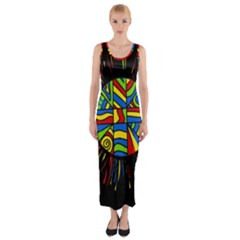 Colorful Bang Fitted Maxi Dress by Valentinaart