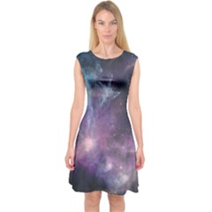 Blue Galaxy Capsleeve Midi Dress by DanaeStudio