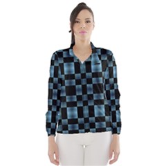 Black And Blue Checkboard Print Wind Breaker (women) by dflcprintsclothing