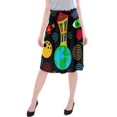 Playful Universe Midi Beach Skirt by Valentinaart