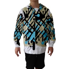 Abstract Decor - Blue Hooded Wind Breaker (kids) by Valentinaart