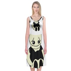 Halloween Sad Monster Midi Sleeveless Dress by Valentinaart