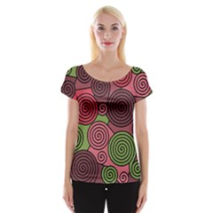 Red And Green Hypnoses Women s Cap Sleeve Top by Valentinaart
