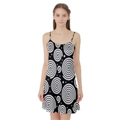 Black And White Hypnoses Satin Night Slip by Valentinaart
