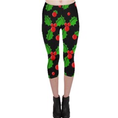 Christmas Berries Pattern  Capri Leggings  by Valentinaart