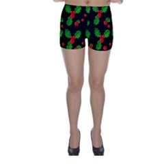 Christmas Berries Pattern  Skinny Shorts by Valentinaart