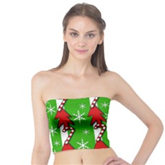 Christmas Pattern - Green Tube Top by Valentinaart