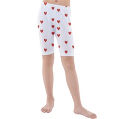 Cute Hearts Motif Pattern Kid s Mid Length Swim Shorts by dflcprintsclothing