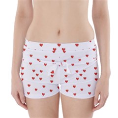 Cute Hearts Motif Pattern Boyleg Bikini Wrap Bottoms by dflcprintsclothing