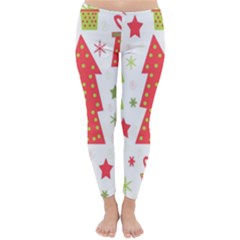 Christmas Design - Green And Red Winter Leggings  by Valentinaart