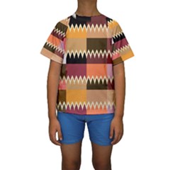 Chevrons In Squares                                                                                                  Kid s Short Sleeve Swimwear by LalyLauraFLM