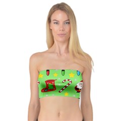 Christmas Pattern - Green And Red Bandeau Top by Valentinaart