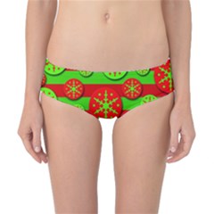 Snowflake Red And Green Pattern Classic Bikini Bottoms by Valentinaart
