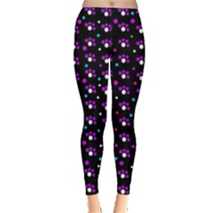 Purple Dots Pattern Leggings  by Valentinaart
