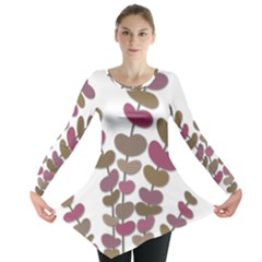 Magenta Decorative Plant Long Sleeve Tunic  by Valentinaart