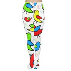 Colorful Cute Birds Pattern Women s Tights by Valentinaart