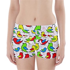 Colorful Cute Birds Pattern Boyleg Bikini Wrap Bottoms by Valentinaart