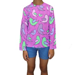 Pink Birds Pattern Kid s Long Sleeve Swimwear by Valentinaart