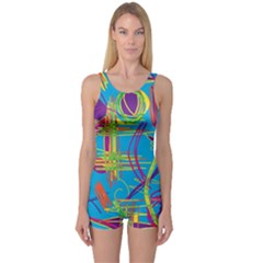 Colorful Abstract Pattern One Piece Boyleg Swimsuit by Valentinaart