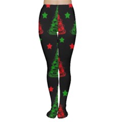 Decorative Christmas Trees Pattern Women s Tights by Valentinaart