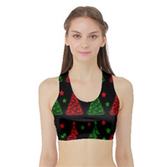 Decorative Christmas Trees Pattern Sports Bra With Border by Valentinaart