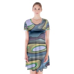 3d Shapes              Short Sleeve V-neck Flare Dress by LalyLauraFLM