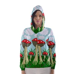Mushrooms  Hooded Wind Breaker (women) by Valentinaart