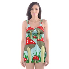 Mushrooms  Skater Dress Swimsuit by Valentinaart