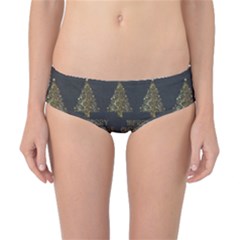 Merry Christmas Tree Typography Black And Gold Festive Classic Bikini Bottoms by yoursparklingshop