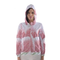 Tulip Red Pencil Drawing Art Hooded Wind Breaker (women)