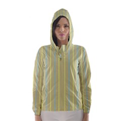 Summer Sand Color Blue And Yellow Stripes Pattern Hooded Wind Breaker (women) by picsaspassion