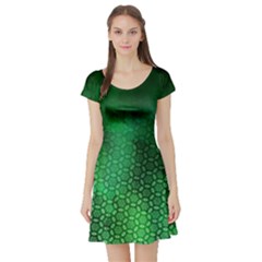 Ombre Green Abstract Forest Short Sleeve Skater Dress by DanaeStudio